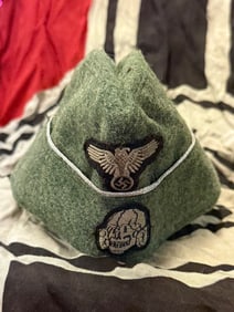WW2 German Waffen SS M40 EM/NCO Fieldgray Overseas Cap (Schiffchen) By Hermann