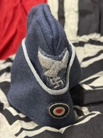 German WWII Luftwaffe Officers Overseas Hat By PREIS G.m.b.H. HAMBURG 1942 SIZE 58