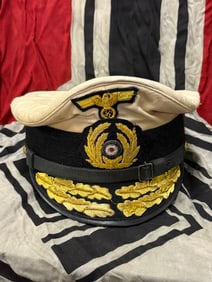 WW2 GERMAN NAVY WHITE KRIEGSMARINE OFFICER VISOR CAP BY EREL