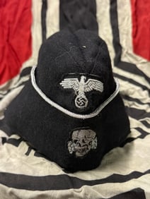 WW2 GERMAN TOTENKOPF SS PANZER M40 OFFICER FIELD CAP MARKED RB.-Nr. 0/0450/0269