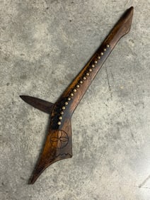 1800'S NATIVE AMERICAN INDIAN GUN STOCK WAR TACKED WAR CLUB