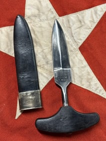 ANTIQUE 1800'S WILL & FINCK SF CAL PUSH DAGGER WITH LEATHER SHEATH