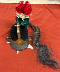 RARE NAPOLEONIC ERA CAVALRY HORSEMAN'S SHAKO HAT WITH HAIR DROP