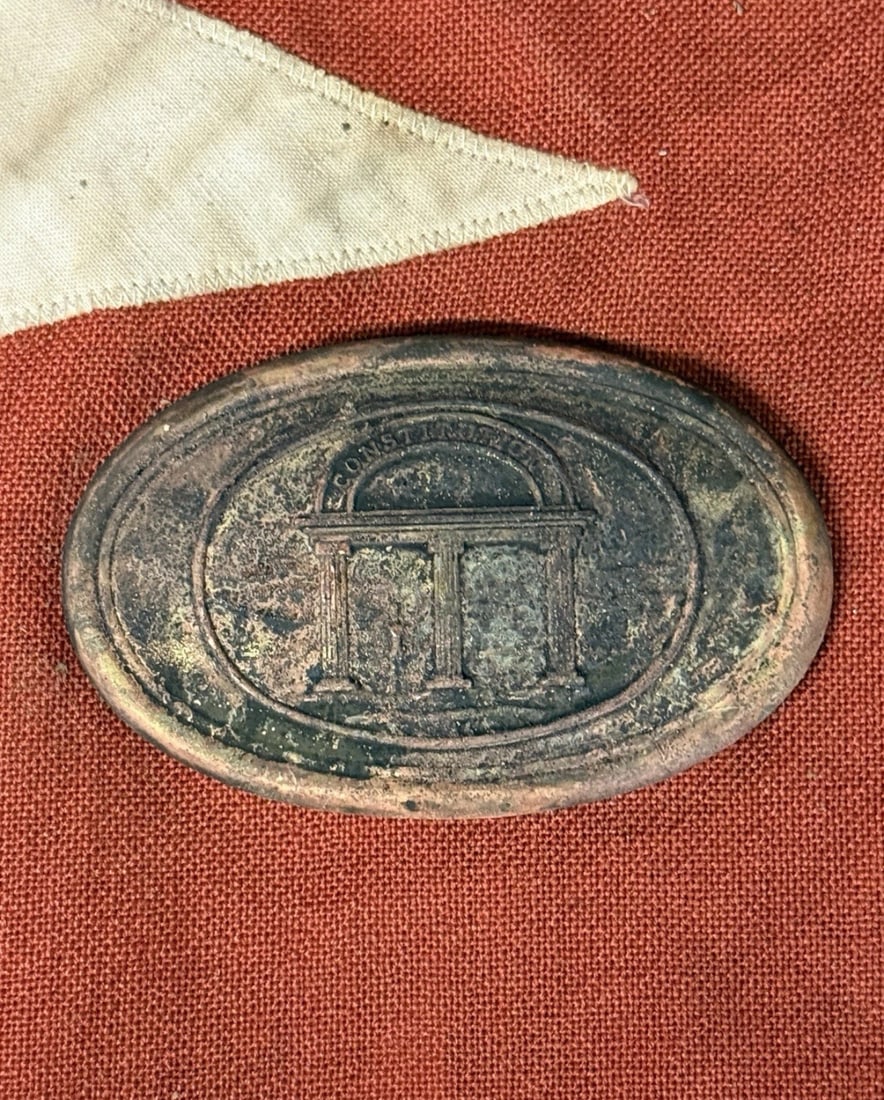 SCARCE CIVIL WAR CONFEDERATE GEORGIA BELT PLATE BUCKLE MARKED 5TH GA: SCARCE CIVIL WAR CONFEDERATE GEORGIA BELT PLATE BUCKLE MARKED 5TH GA. A RARE FIND. SHOWS GOOD WEAR AND USE WITH A BEAUTIFUL OVERALL PATINA. HAS A GREAT LOOK TO IT WITH AN EXCELLENT OVERALL EYE APPEAL.