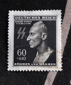 WW2 German EBS Bohemia & Moravia 1943 - Reinhard Heydrich Death Mask - Michel 131 Stamp