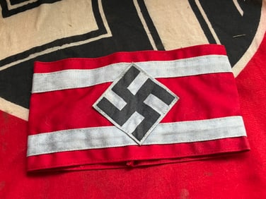 SCARCE WW2 GERMAN HITLER YOUTH ARMBAND WITH RZM PAPER TAG
