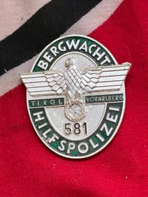 WW2 German Battle Shield of the "Bergwacht Hilfspolizei Tirol Vorarlberg"