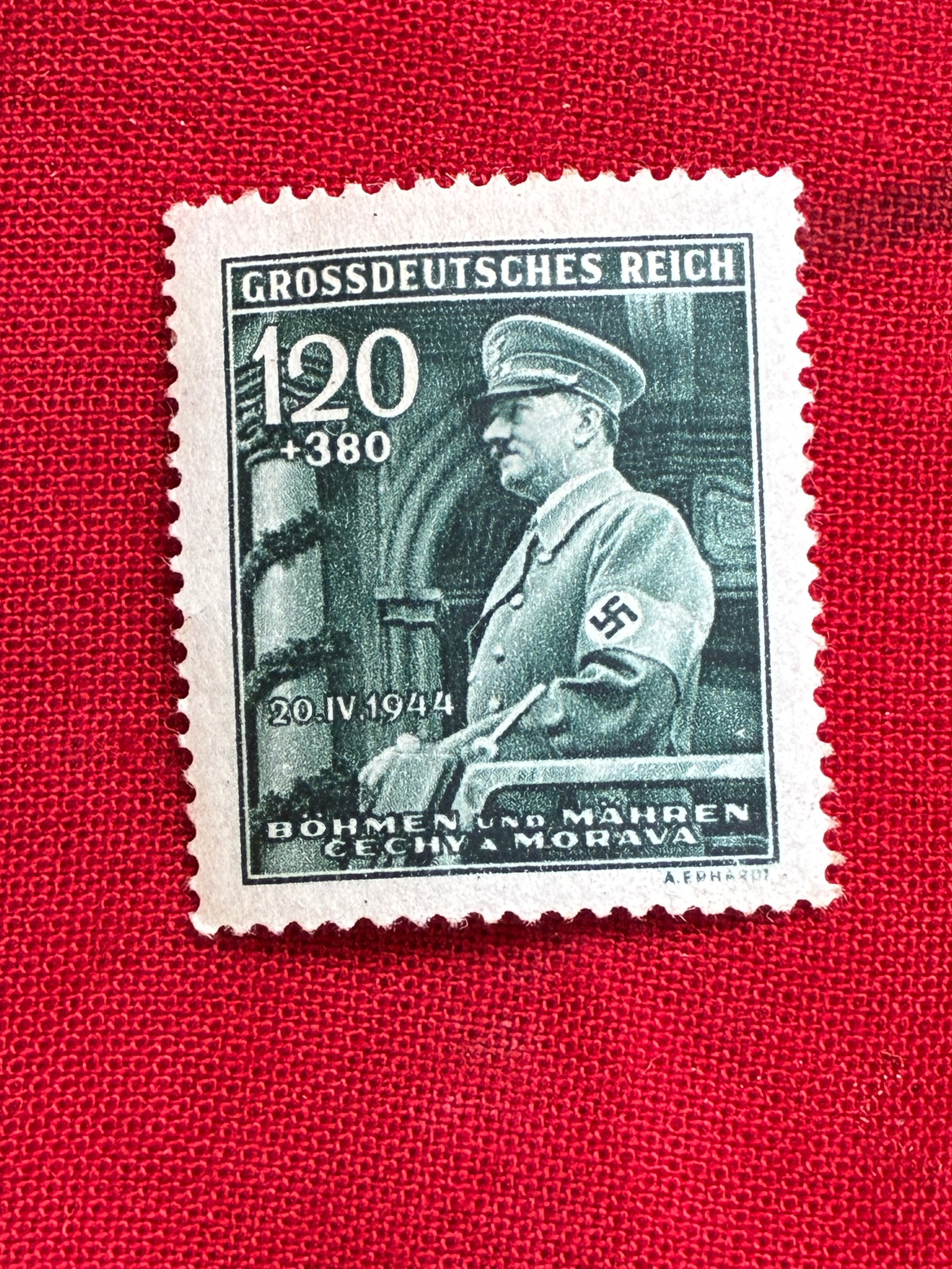 WW2 Bohemia and Moravia, Scott B26, Hitler, 1944 STAMP: WW2 Bohemia and Moravia, Scott B26, Hitler, 1944 STAMP. A RARE EXAMPLE. PLEASE VIEW ALL DETAILED PICTURES.