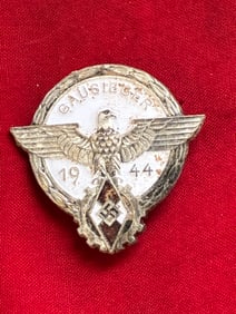 WW2 German Hitler youth Gausieger badge 1938 – Gustav Brehmer, Markneukirchen