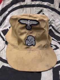 WW2 A tropical field cap for enlisted men/NCOs of the Waffen SS With RZM Paper Tag