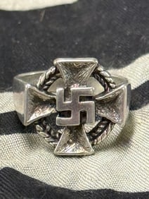 WW2 GERMAN FAITHFUL SERVICE DECORATION MEDAL SILVER RING