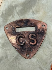 CIVIL WAR CONFEDERATE CSA C.S. SADDLE SHEILD PLATE BADGE