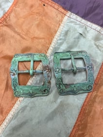 RARE CIVIL WAR ORNATE OFFICER'S BOOTS BUCKLE PAIR