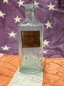 1800'S CONFEDERATE SOUTH CAROLINA C.S. MEDICAL DEPT MEDICINE GLASS BOTTLE