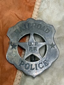 ANTIQUE 1800'S U.P. RAILROAD POLICE BADGE