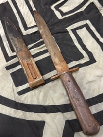 SCARCE WW2 GERMAN FIELD USED TRENCH KNIFE DAGGER WITH SHEATH