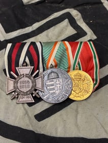 German medal bar with WWI Iron Cross 2nd Class, Honour Cross and Hungarian and Bulgarian