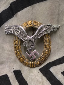 German WWII Luftwaffe Pilot Observer Badge - Maker Marked