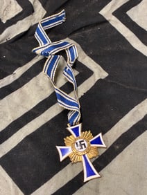 WW2 GERMAN GOLD GRADE MOTHER'S CROSS WITH LONG RIBBON