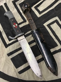 WW2 GERMAN HITLER YOUTH KNIFE DAGGER BY RZM M7/38 WITH SHEATH