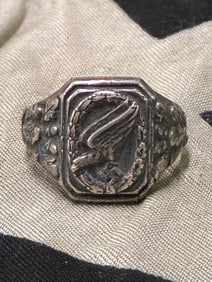 SCARCE WW2 GERMAN LUFTWAFFE PARATROOPER RING IN 800 SILVER