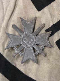 SCARCE WW2 GERMAN WAR MERIT CROSS 1ST CLASS WITH SWORDS IN SILVER - MAKER MARKED