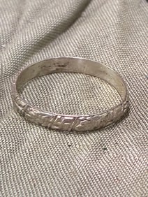 RARE WW2 GERMAN 800 SILVER OFFICER'S WEDDING BAND WITH SWASTIKA