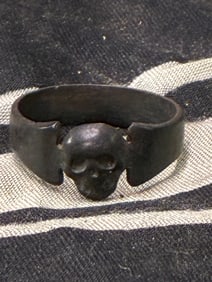 VET BRING BACK WW2 GERMAN TOTENKOPF SS SKULL 800 SILVER OFFICER RING