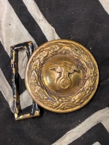WW2 German SS Officer Gold Gilt Buckle Marked RZM