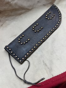 ANTIQUE 1800'S NATIVE AMERICAN TRADE KNIFE HANDMADE SHEATH WITH STUDS