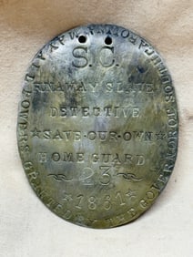 CIVIL WAR 1861 SOUTH CAROLINA RUNAWAY SLAVE DETECTIVE BADGE #23
