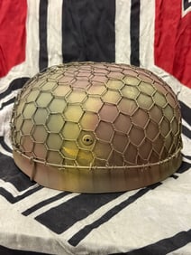 WW2 German Fallschirmjager Paratrooper Camouflage, Wire Helmet