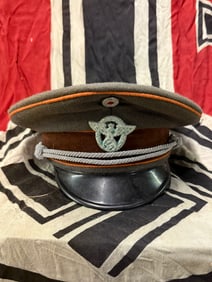 German WWII Police NCO Officer Visor Cap 1943 With RZM Paper Tag