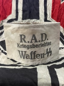 RARE WW2 GERMAN R.A.D. KRIEGSBERIEHTER WAFFEN-SS ARMBAND