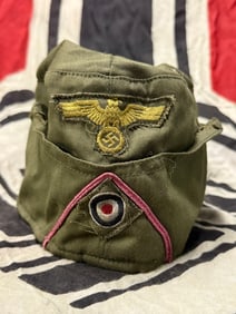 WW2 GERMAN HEER TROPICAL M40 PANZERJAGER OVERSEAS CAP WITH MAKER MARKS