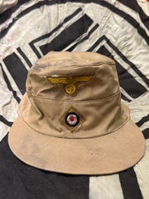 WW2 GERMAN SERVICE WORN M41 AFRIKAKORPS DAK TROPICAL FIELD CAP