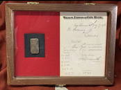 1876 WELLS FARGO & CO 2.63 OZT 114K GOLD BAR INGOT WITH WF BANK CERTIFICATION DOCUMENT