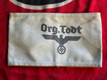 A rare WW2 German Third Reich Organisation Todt armband With RZM Paper Tag