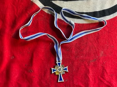 German WWII Gold Mothers Cross With Long Ribbon