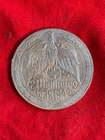 WW2 GERMAN LUFTWAFFE ME 109 FIGHTER PLANE SILVER MEDAL COIN