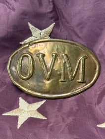 RARE CIVIL WAR "OVM" OHIO VOLUNTEERS MILITIA OVAL BELT PLATE BUCKLE
