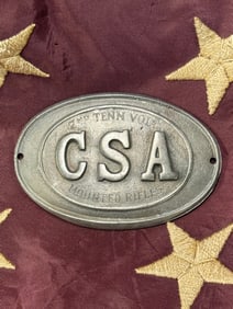 CIVIL WAR 2ND TENN VOLS. MOUNTED RIFLES CSA CAST PLATE