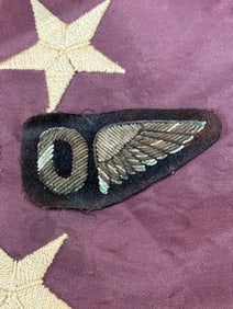 WW1 U.S. ARMY AIR SERVICE OBSERVER BULLION HALF WING BADGE