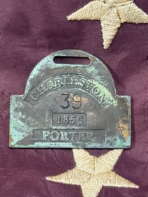 DATED 1856 CHARLESTON #39 PORTER SLAVE TAG SERVANT ID