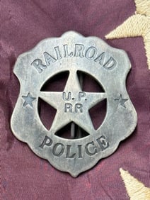 ANTIQUE 1800'S RAILROAD U.P. RR POLICE BADGE