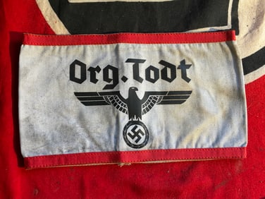 RARE WW2 GERMAN ORG. TODT ARMBAND WITH RZM PAPER TAG