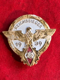 WW2 German 3rd Reich Hitler Youth Reichssieger 1938 Award Badge By G BREHMER MARKNEUKIRCHEN