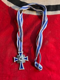 WW2 German Mother cross, silver class, 3rd Reaich, 1938 With Long Ribbon