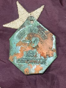 DATED 1852 CHARLESTON #74 COACHMAN SLAVE TAG SERVANT ID