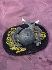 INDIAN WARS USMC 1869-72 BULLION CLOTH HEADGEAR BADGE INSIGNIA